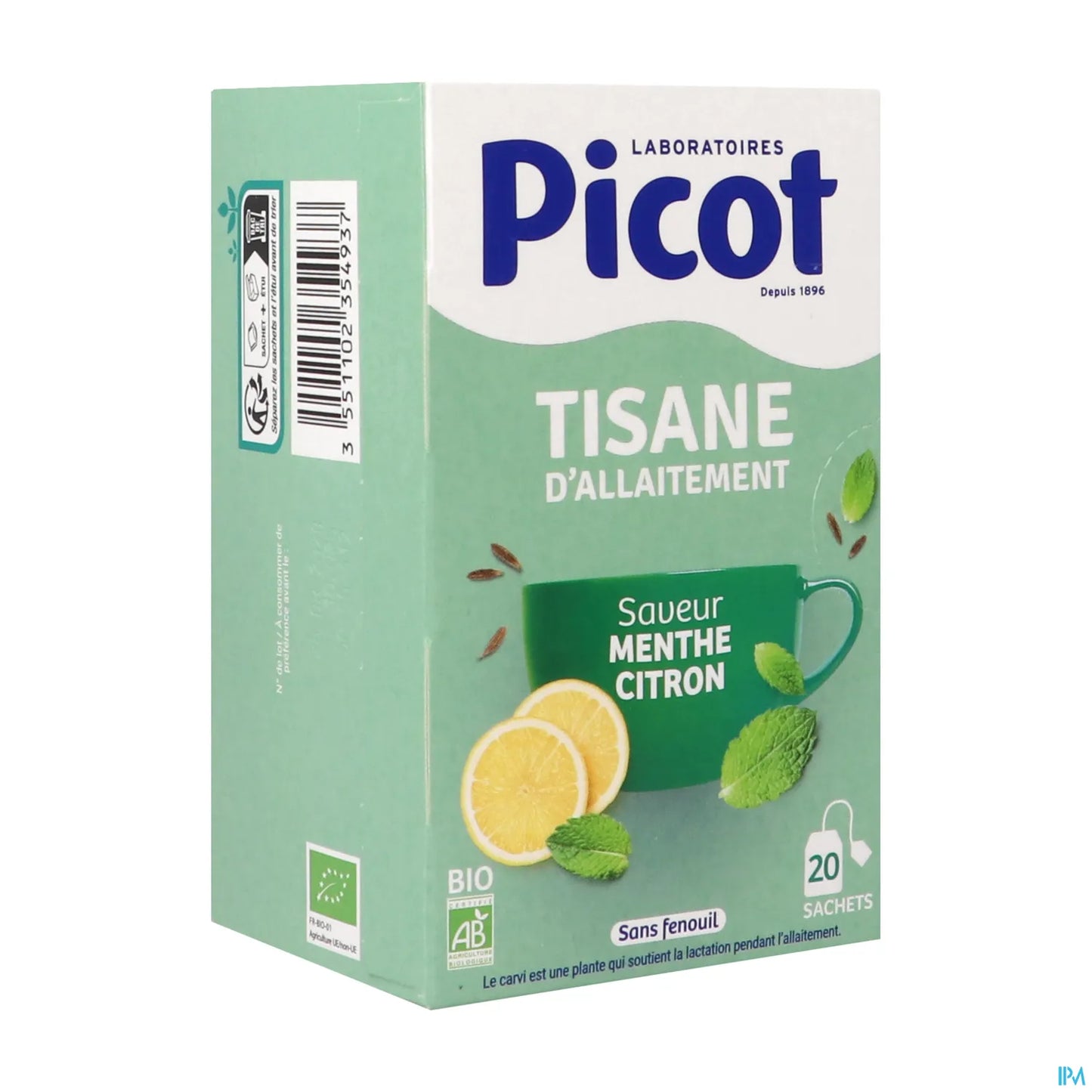 Picot Tisane d'Allaitement Menthe Citron Bio Boite de 20 Sachets