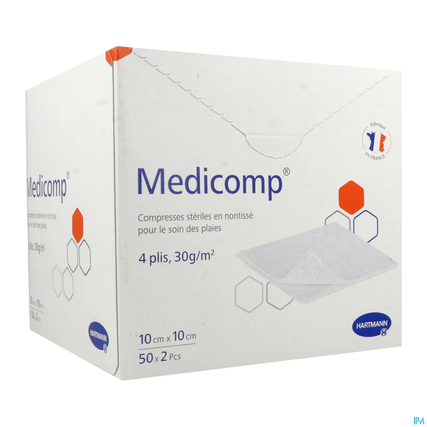 Compresses Non Tissées Stériles 10x10 cm 2 Sachets de 50