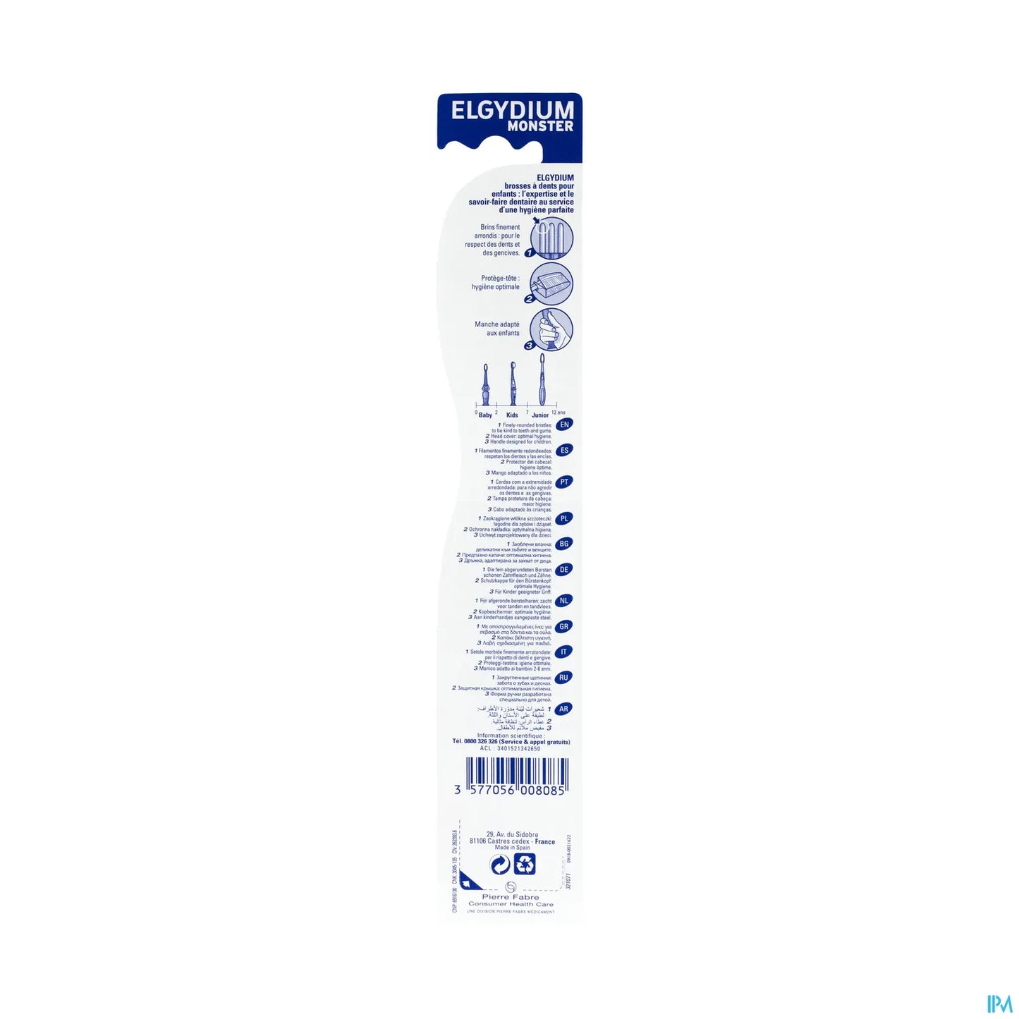 Kids Monster Brosse à Dents Jaune-Magenta 2-6 Ans