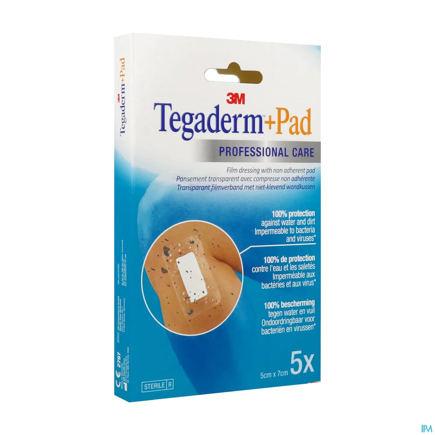 3M Tegaderm Pad Pansement Adhésif Stérile Avec Compresse Transparent 5x7cm B/5