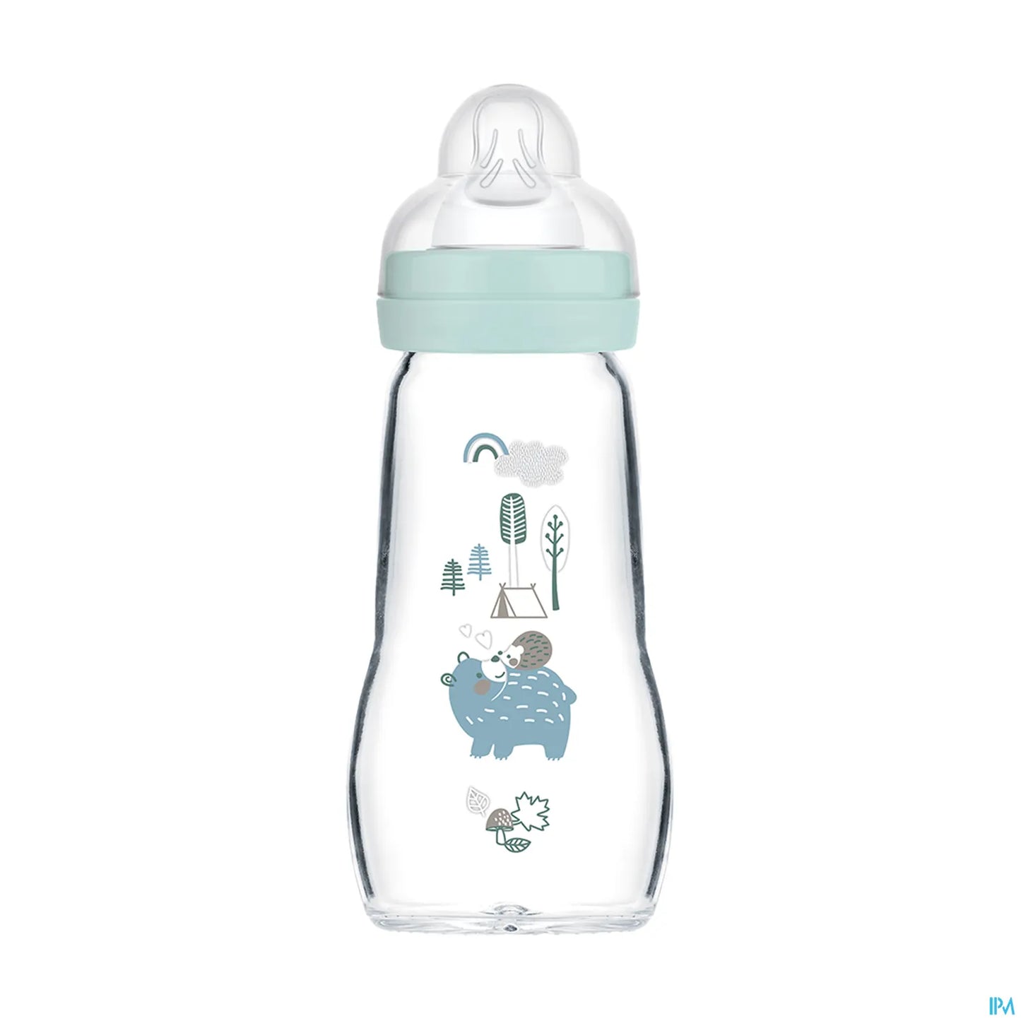 Biberon in vetro 260ml blu 2 mesi