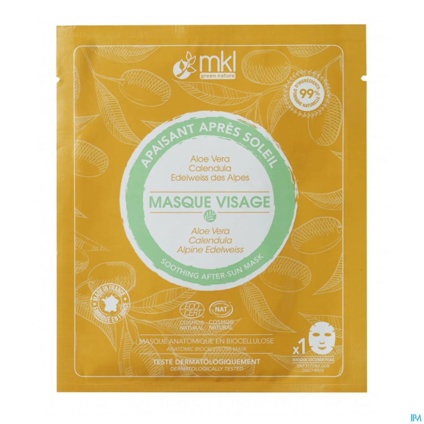 Green Nature Masque Visage Apaisant Bio-Cellulose 1 Unité