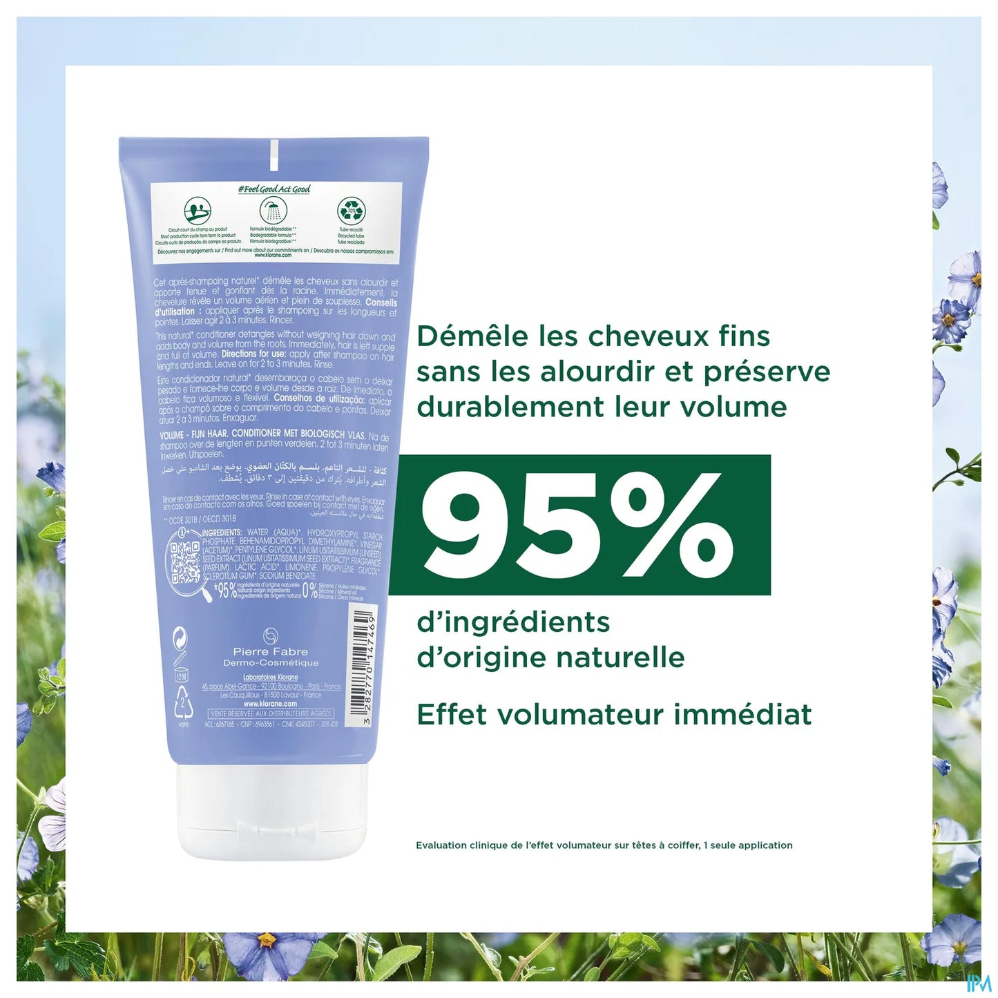 Baume Après-Shampooing Aux Fibres de Lin Volume Et Démêlage Cheveux Fins Sans Volume 200ml