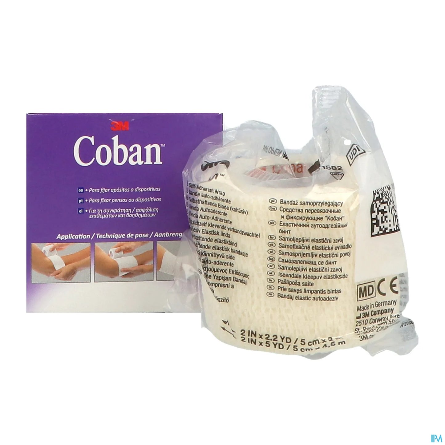 Coban Bande de Contention Cohésive 5cmx2.3m Blanc
