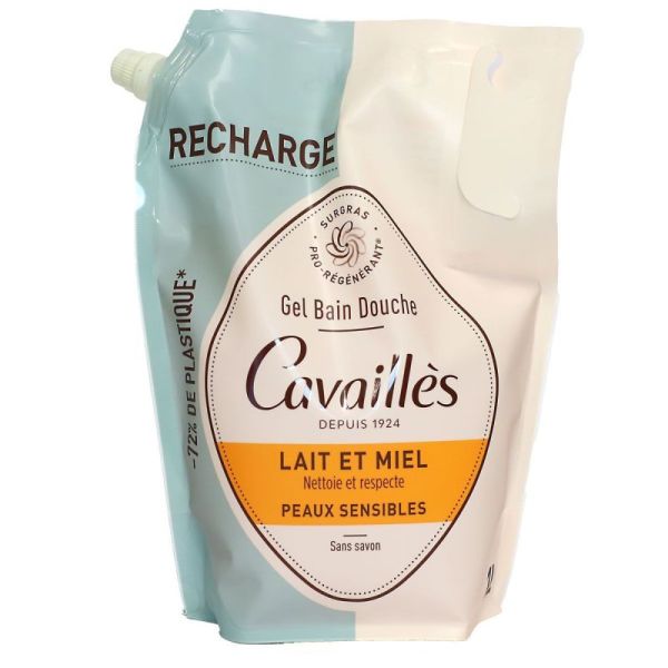 Rogé Cavaillès Eco-Recharge Gel Bain Douche Lait et Miel Peaux Sensibles 1L