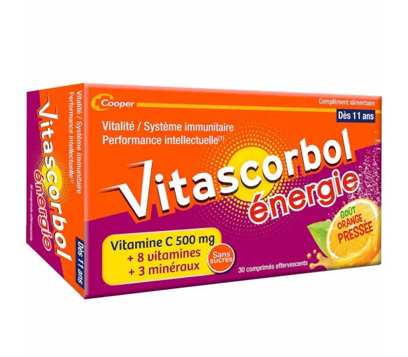 Vitascorbol Énergie 30 Comprimés Effervescents Sans Sucre