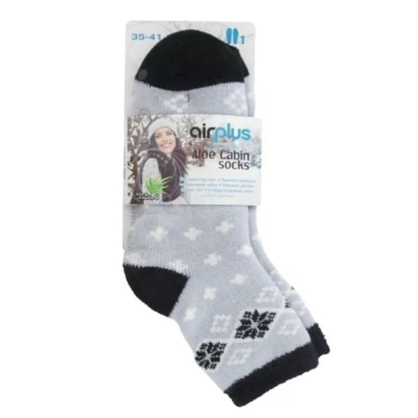 Aloe Cabin Socks Chaussettes Flocons Noir Femme Gris Noir 35-41