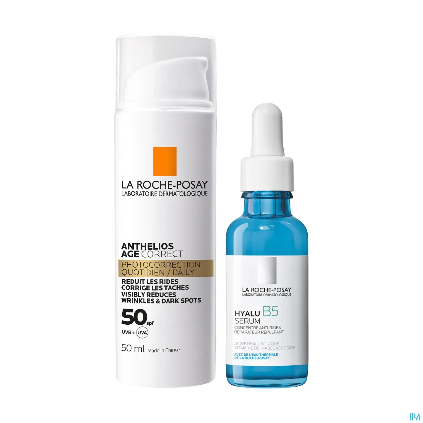Anthelios Age Correct Crème Visage SPF50 50 mL et Hyalu B5 Sérum 10 mL