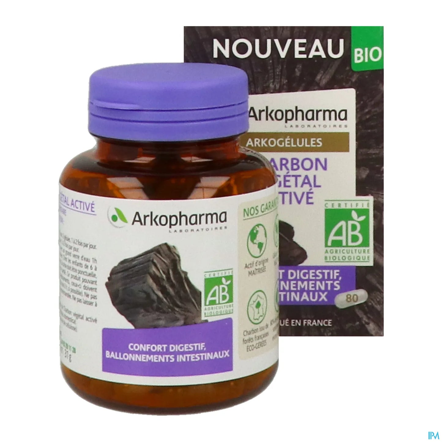 Arkogélules Organic Activated Vegetable Charcoal 80 Capsules