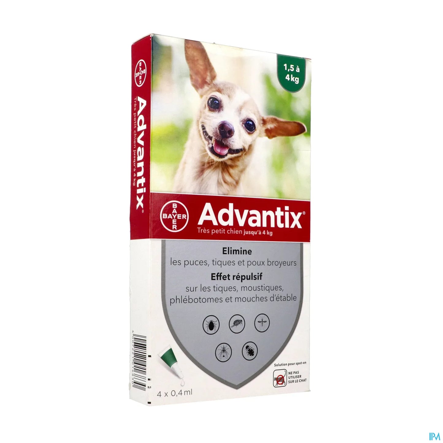 Antiparasitaire Très Petit Chien 4 pipettes de 0,4 mL
