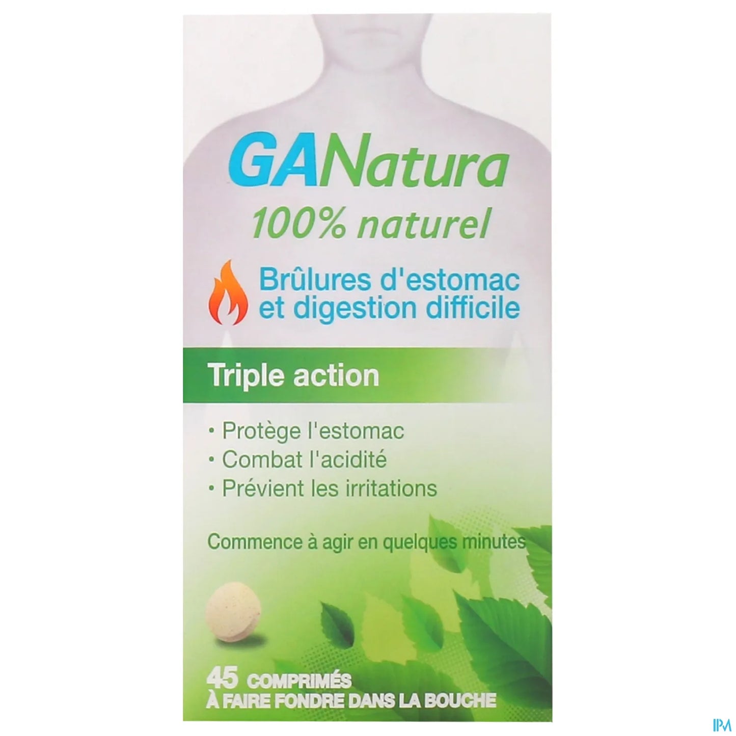 Ganatura 100% Naturel 45 Comprimés Digestion Difficile Brûlures d'Estomac Hyperacidité Gastrique