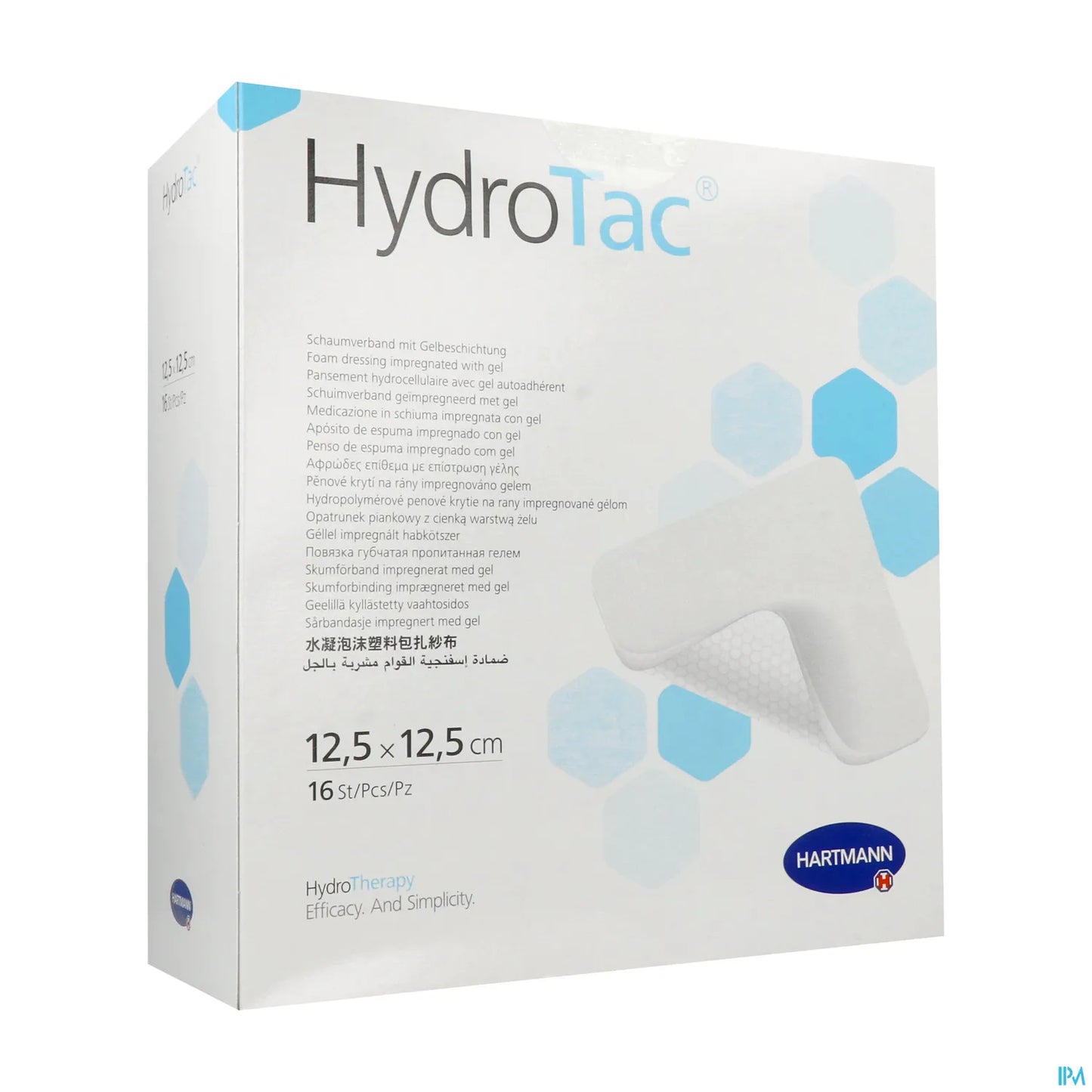 Hydrotac Pansement Non Adhésif 12,5 x 12,5 cm Boîte de 16