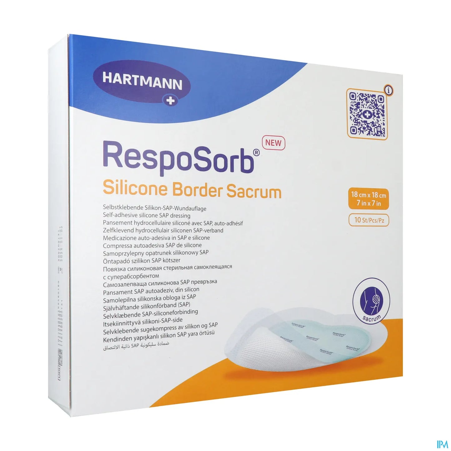 RespoSorb Silicone Border Sacrum 18 x 18 cm Boîte de 10