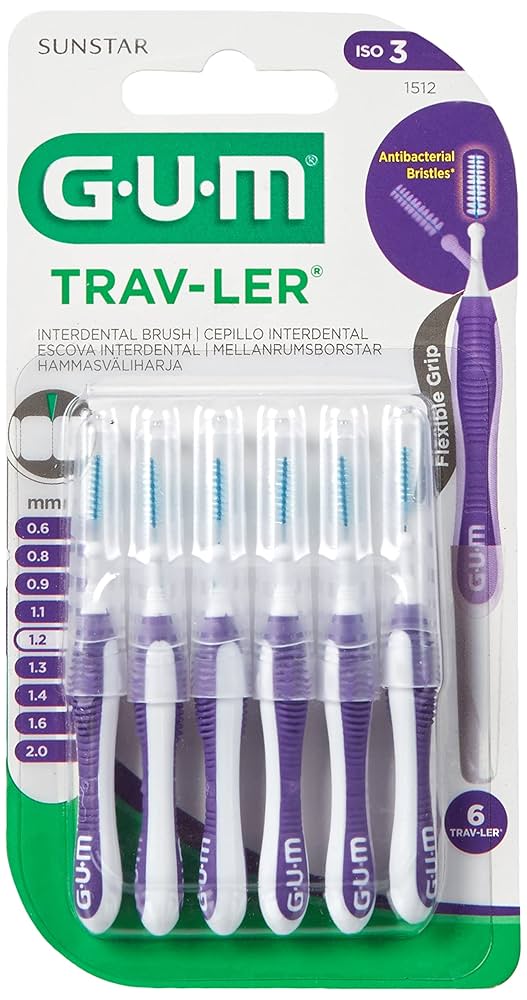 GUM Trav-Ler Interdental Brush 1.2mm Purple 6 Pieces