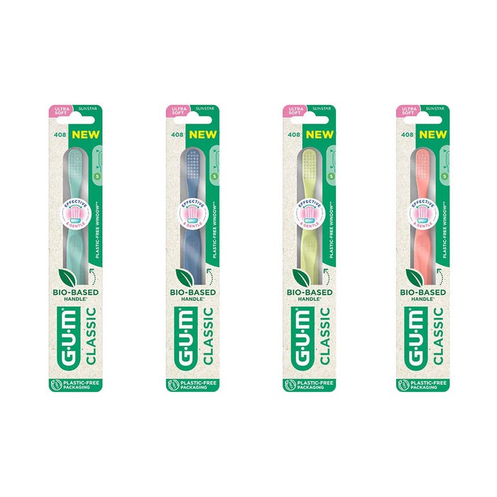 G.U.M Classic Brosse à Dents Bio-Sourcée Ultra Souple Compacte X1
