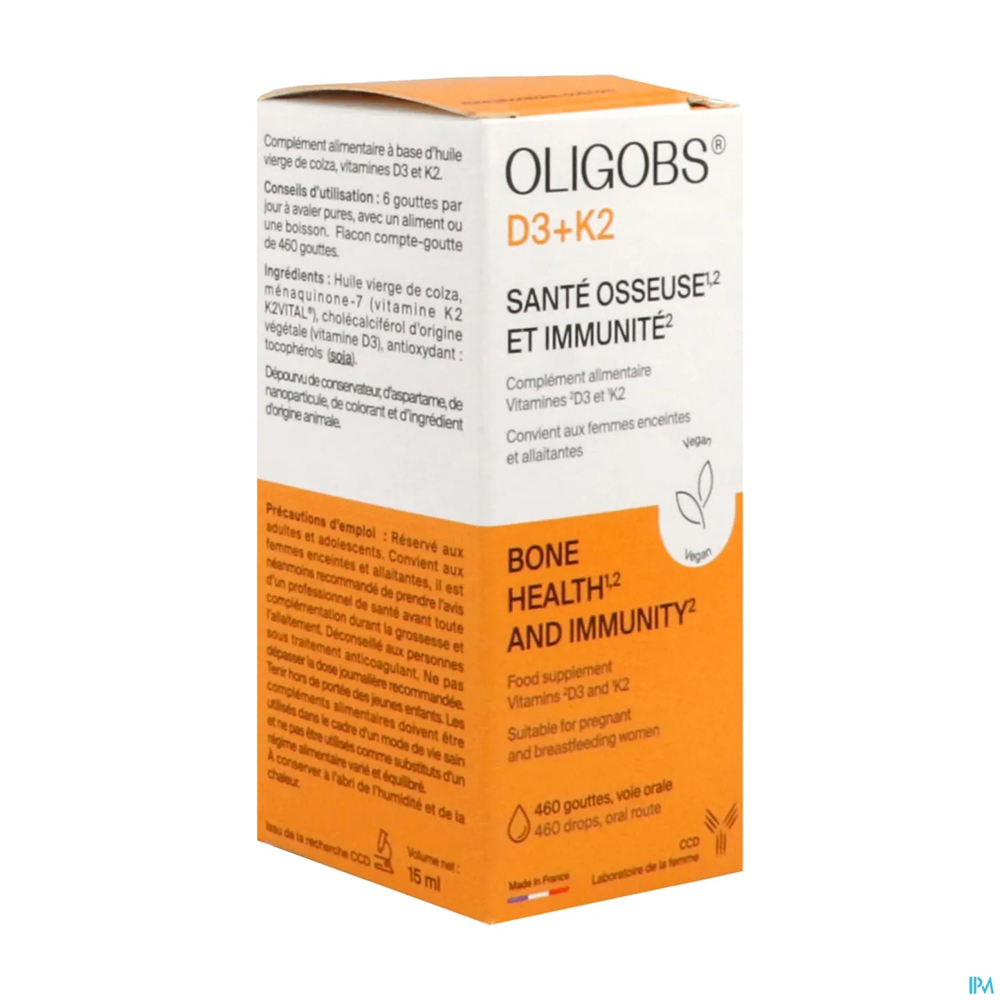 Oligobs D3 + K2 Flacon Compte Gouttes 15 mL