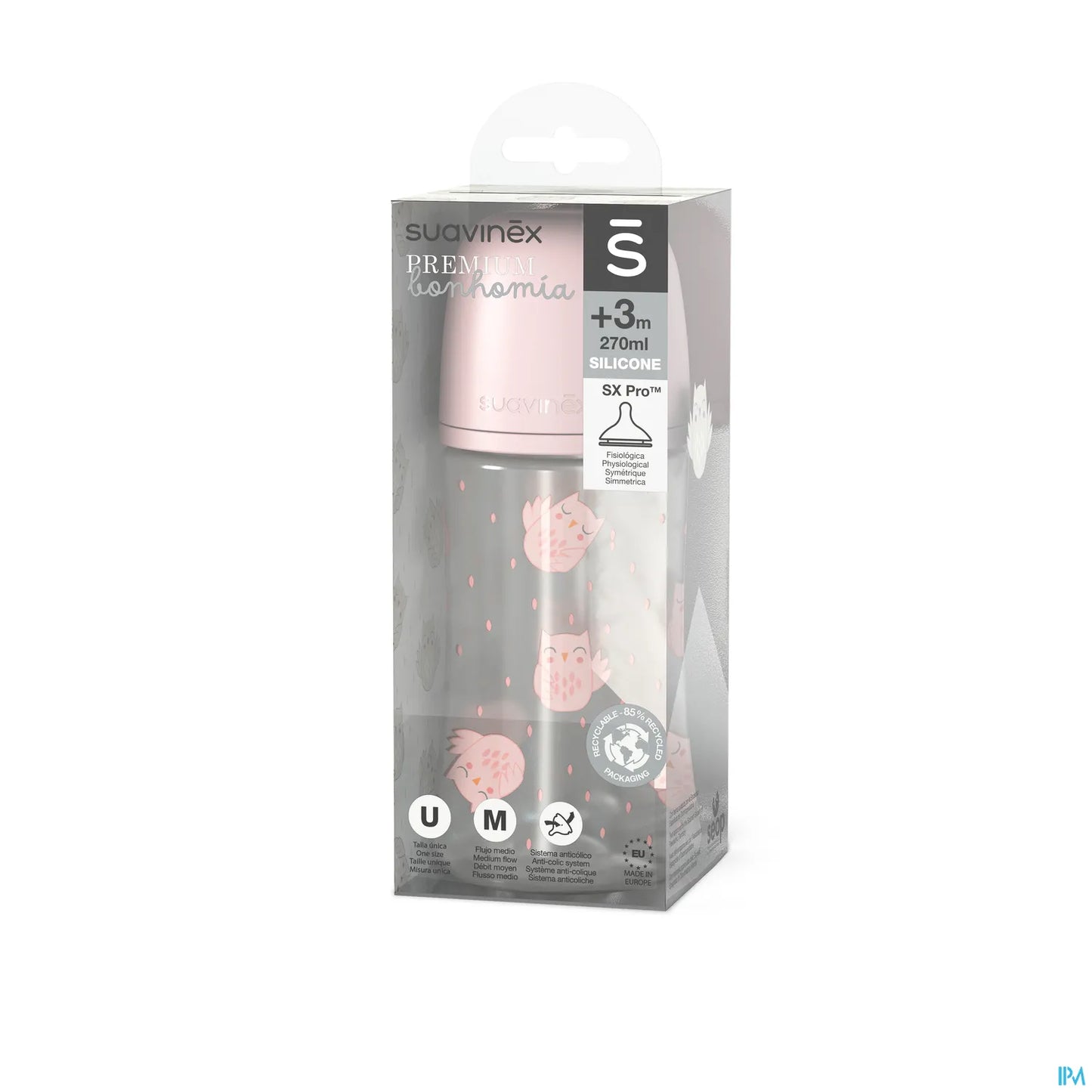 Biberon in polipropilene 270 ml tettarella simmetrica rosa