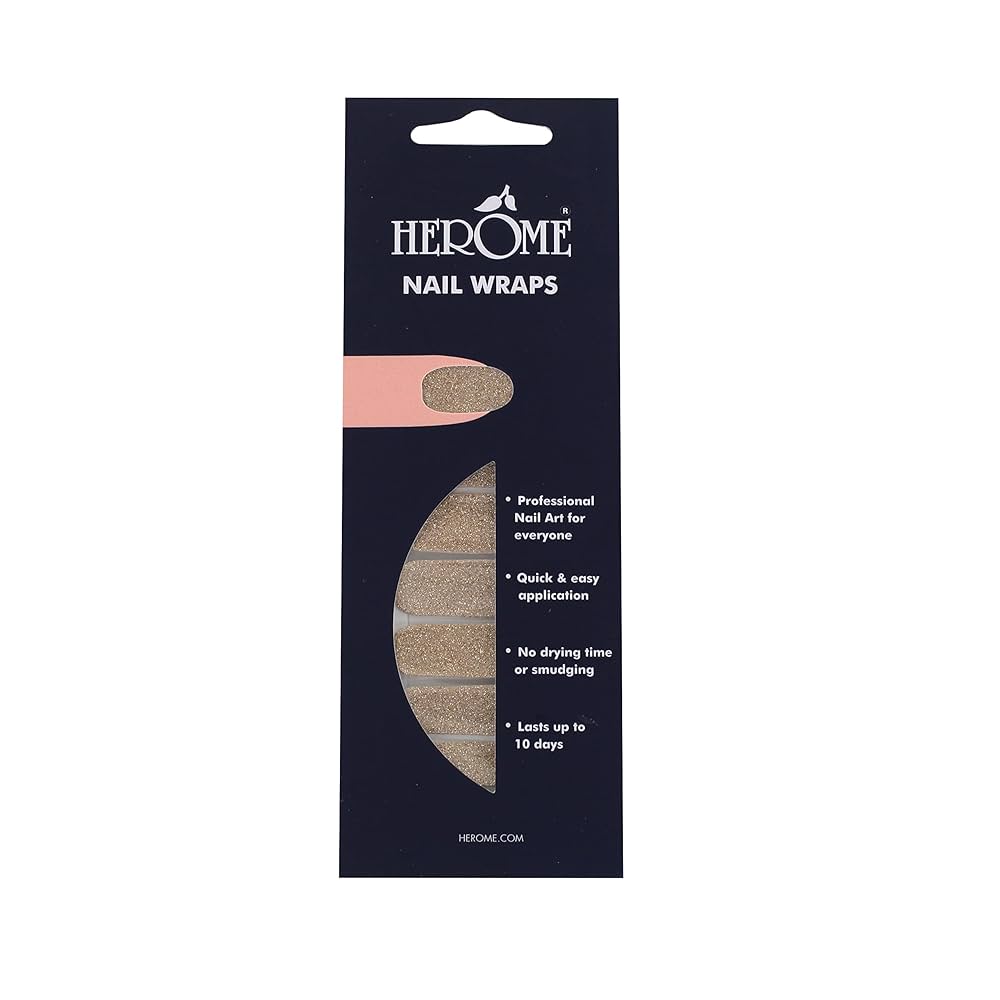 Nail Wraps Feuille de 20 Ongles Autocollants Golden Glitter