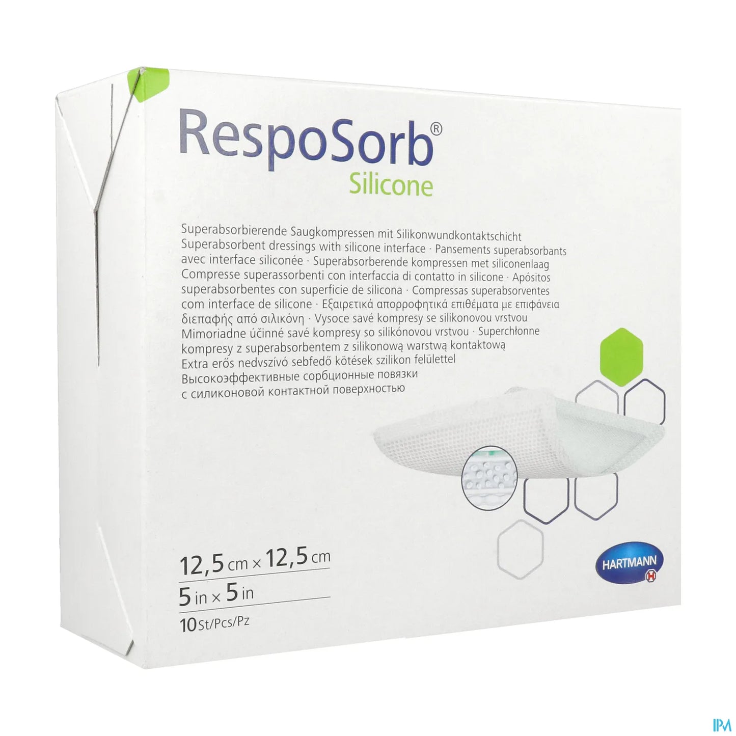 RespoSorb Pansement Silicone 12,5 x 12,5 cm boîte de 10