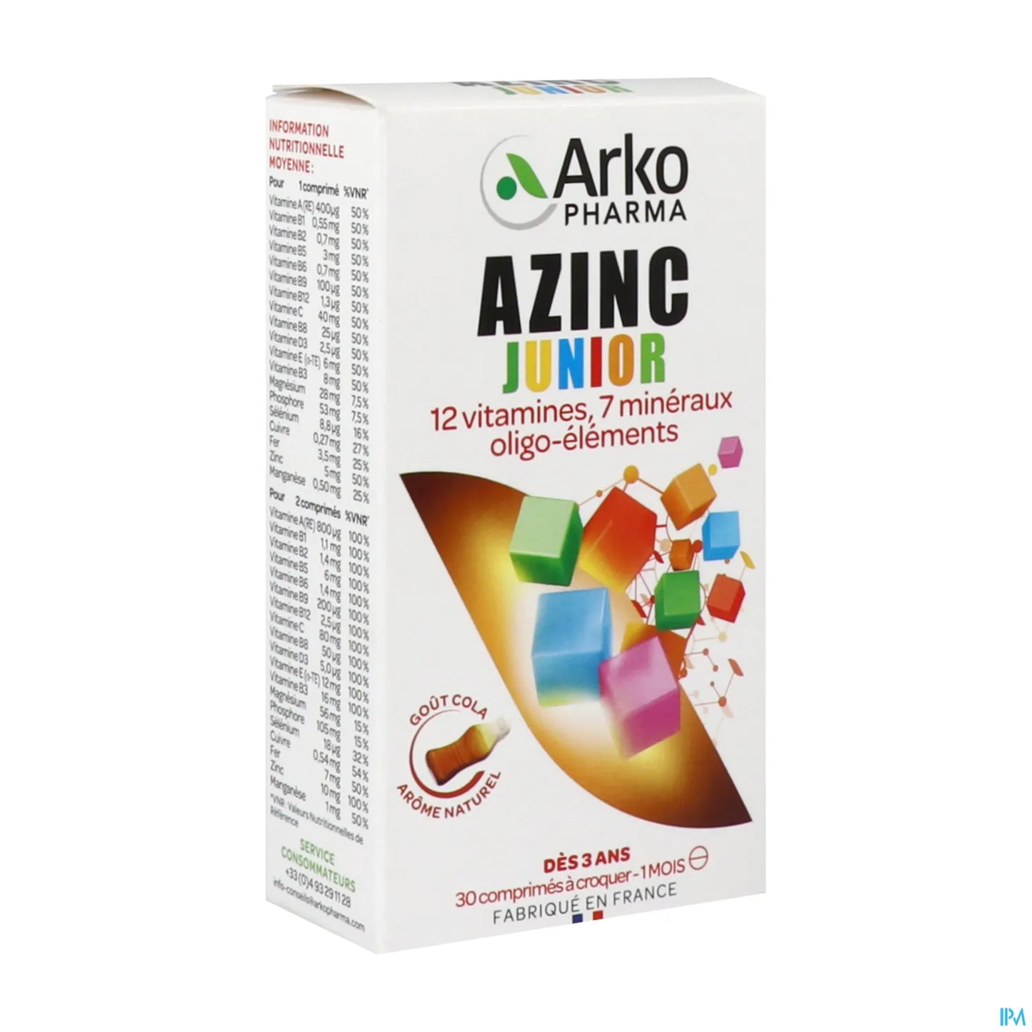 Azinc Vitalité Junior 30 Comprimés Cola