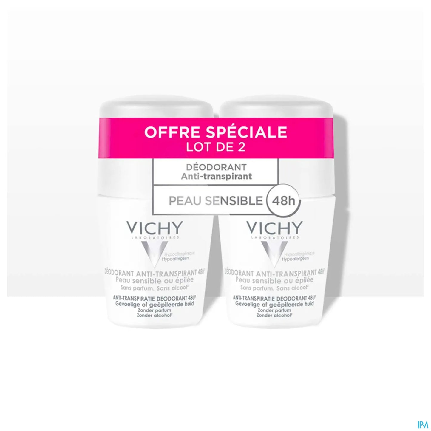 Déodorant Anti-Transpirant 48h Peaux Sensibles ou Épilées Roll-On 2x50ml