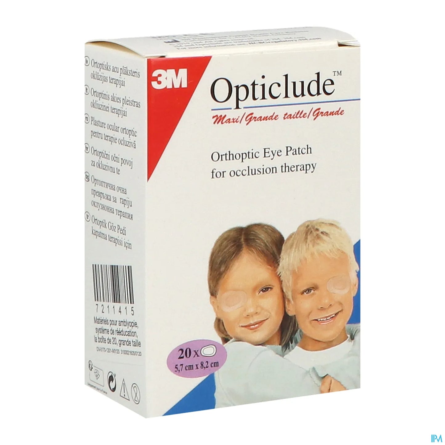 Opticlude Pansement Orthoptique Maxi 20 Unités 8cm x 5.7cm