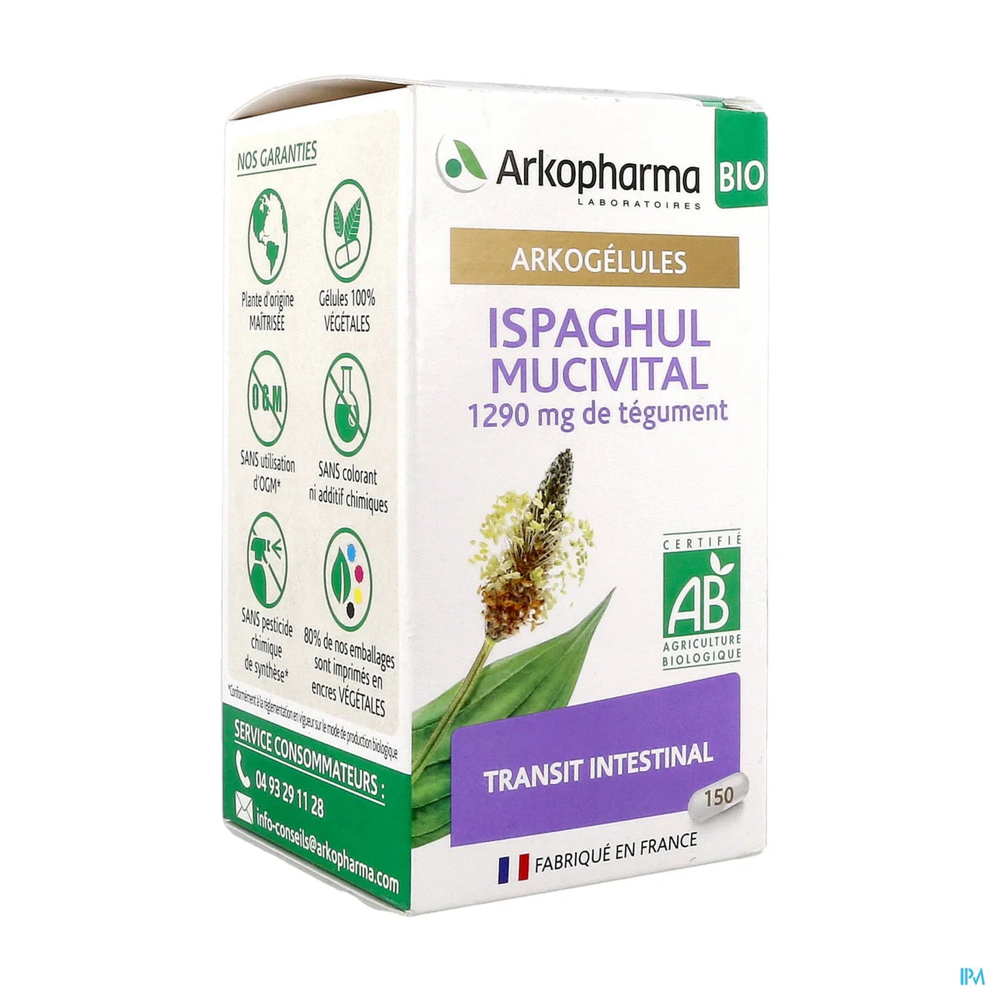 Ispaghul Psyllium Blond Bio 150 gélules
