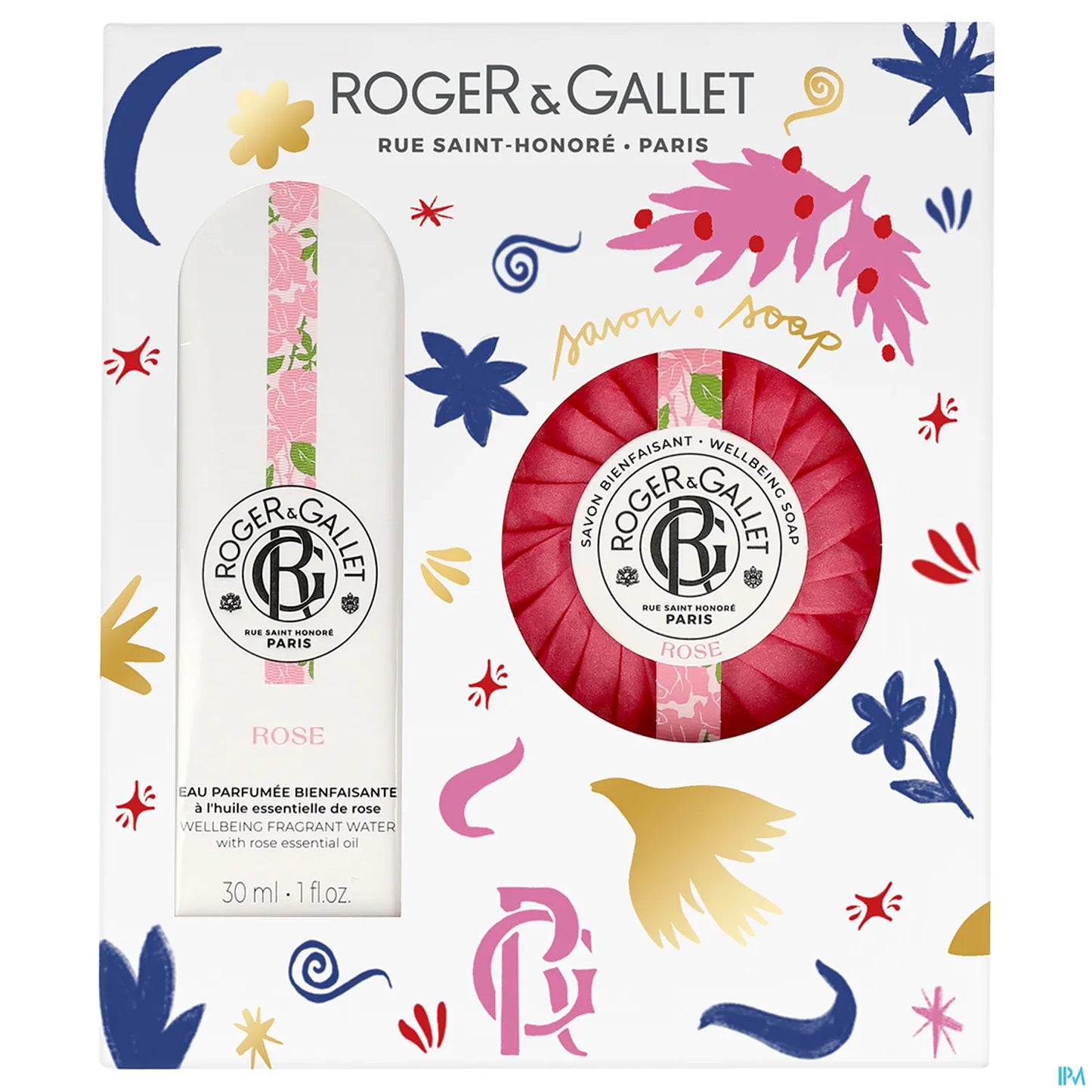 Set regalo di acqua profumata benefica alla rosa 30 ml + sapone 100 g