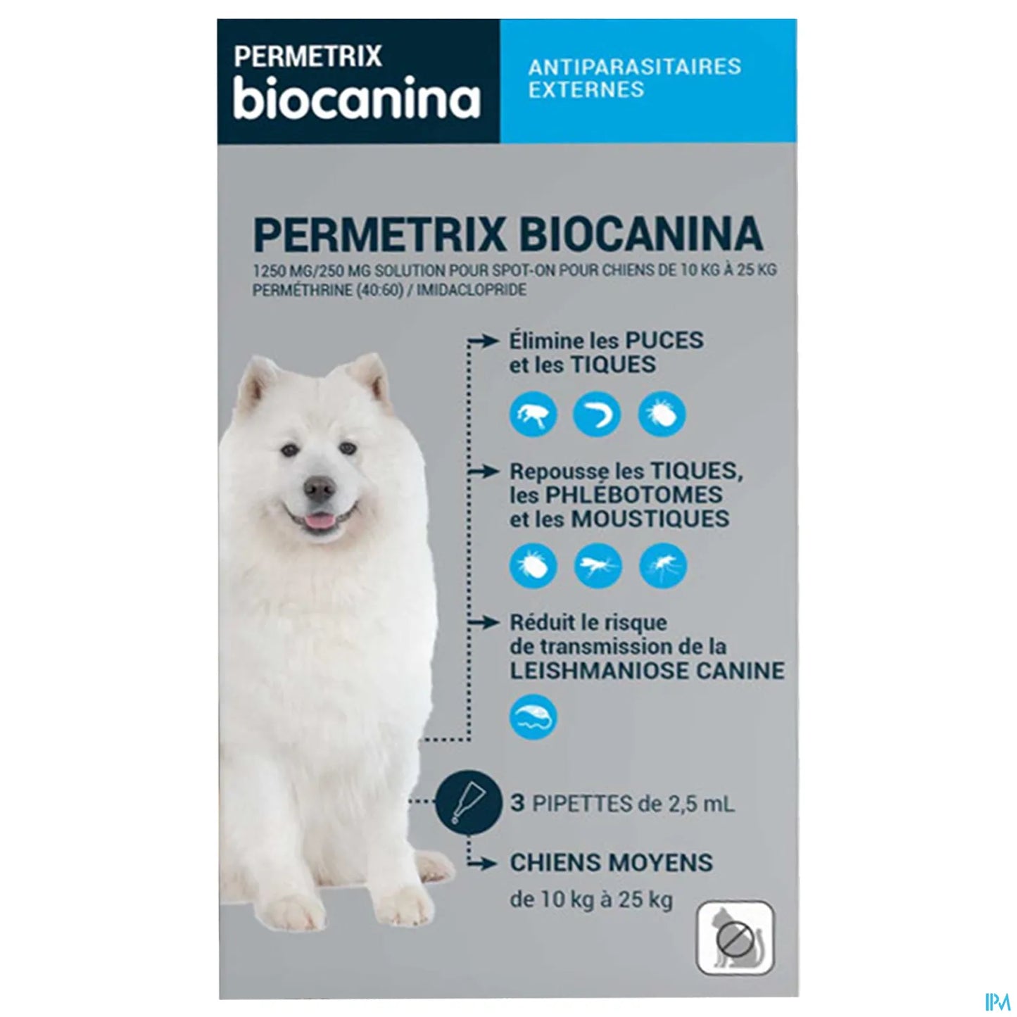 Permetrix 1250 mg/250 mg Cani di taglia media da 10 a 25 kg Pipette 3x2,5 ml