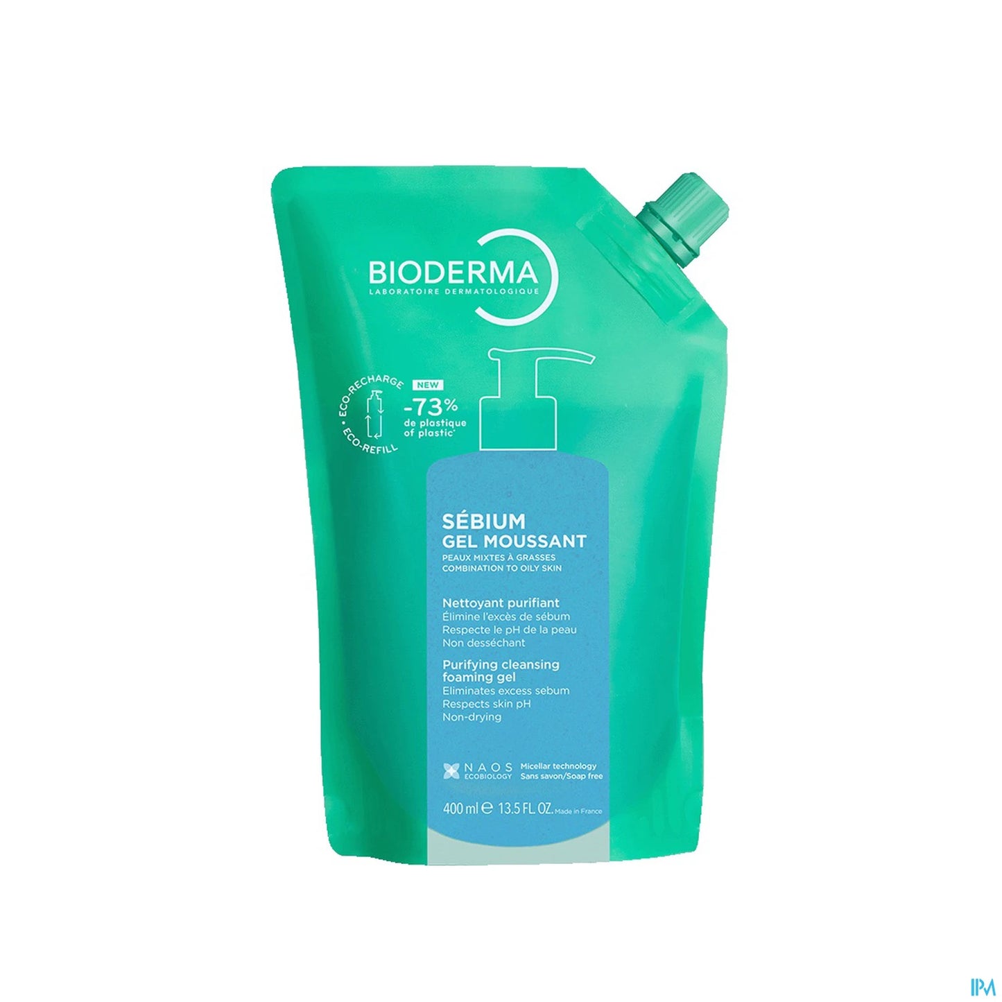 Bioderma Sébium Gel Moussant Nettoyant Purifiant Éco Recharge 400 mL