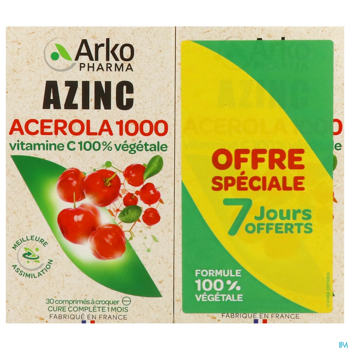 Azinc Acérola 1000 Lot de 2 x 30 Comprimés à Croquer