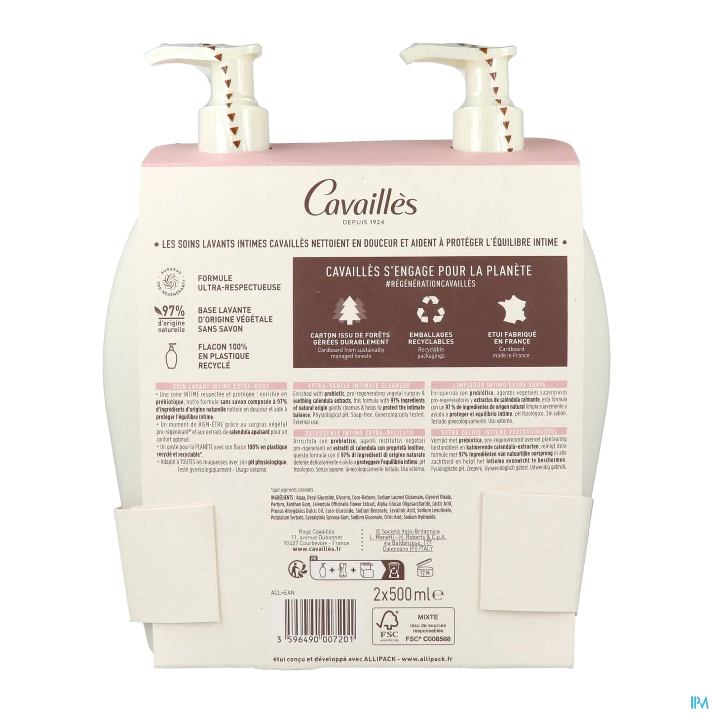 Rogé Cavaillès Detergente Intimo Extra-Delicato Confezione da 2 x 500 ml