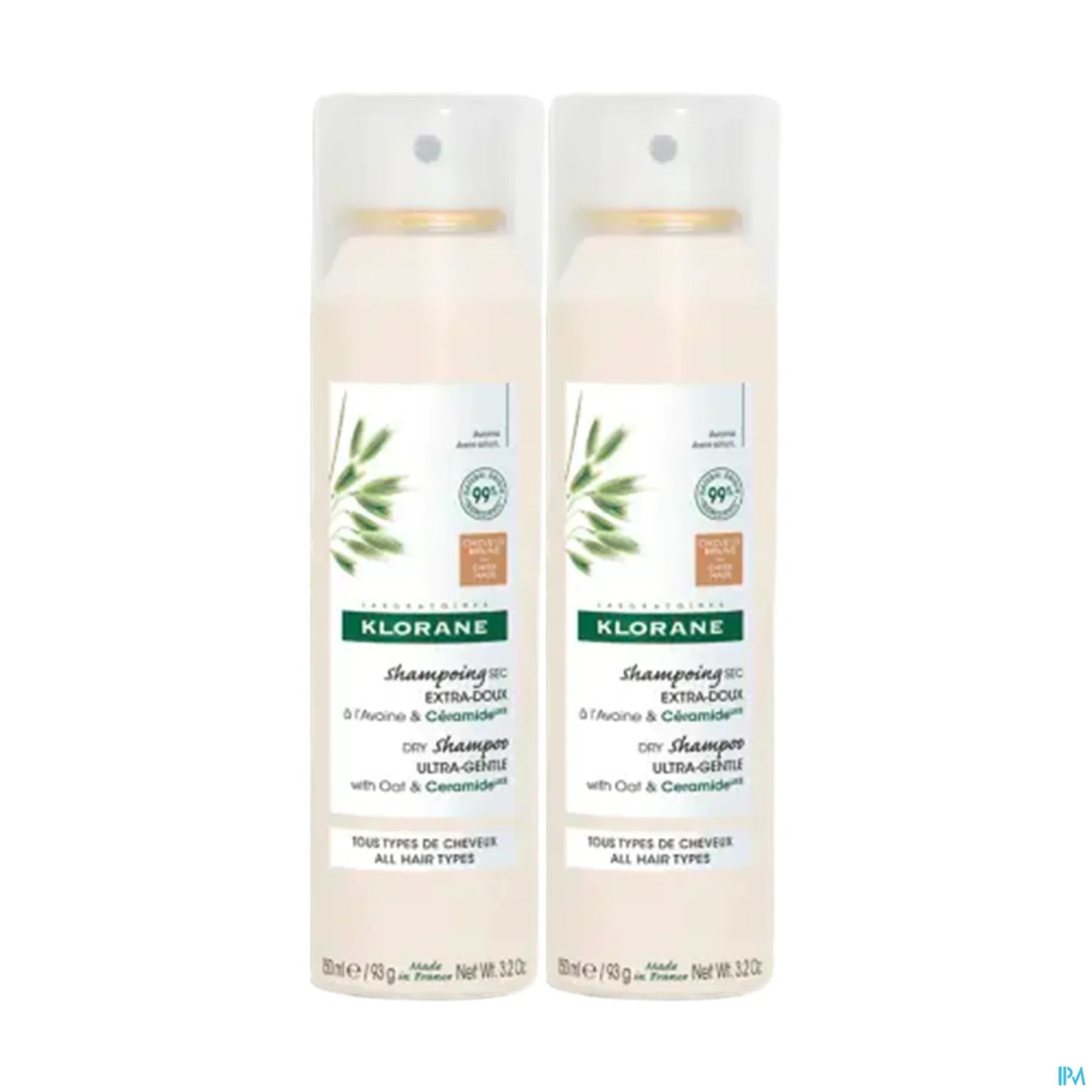 Klorane Shampoing Sec Teinté à l'Avoine et Céramide Spray 2 x 150 mL