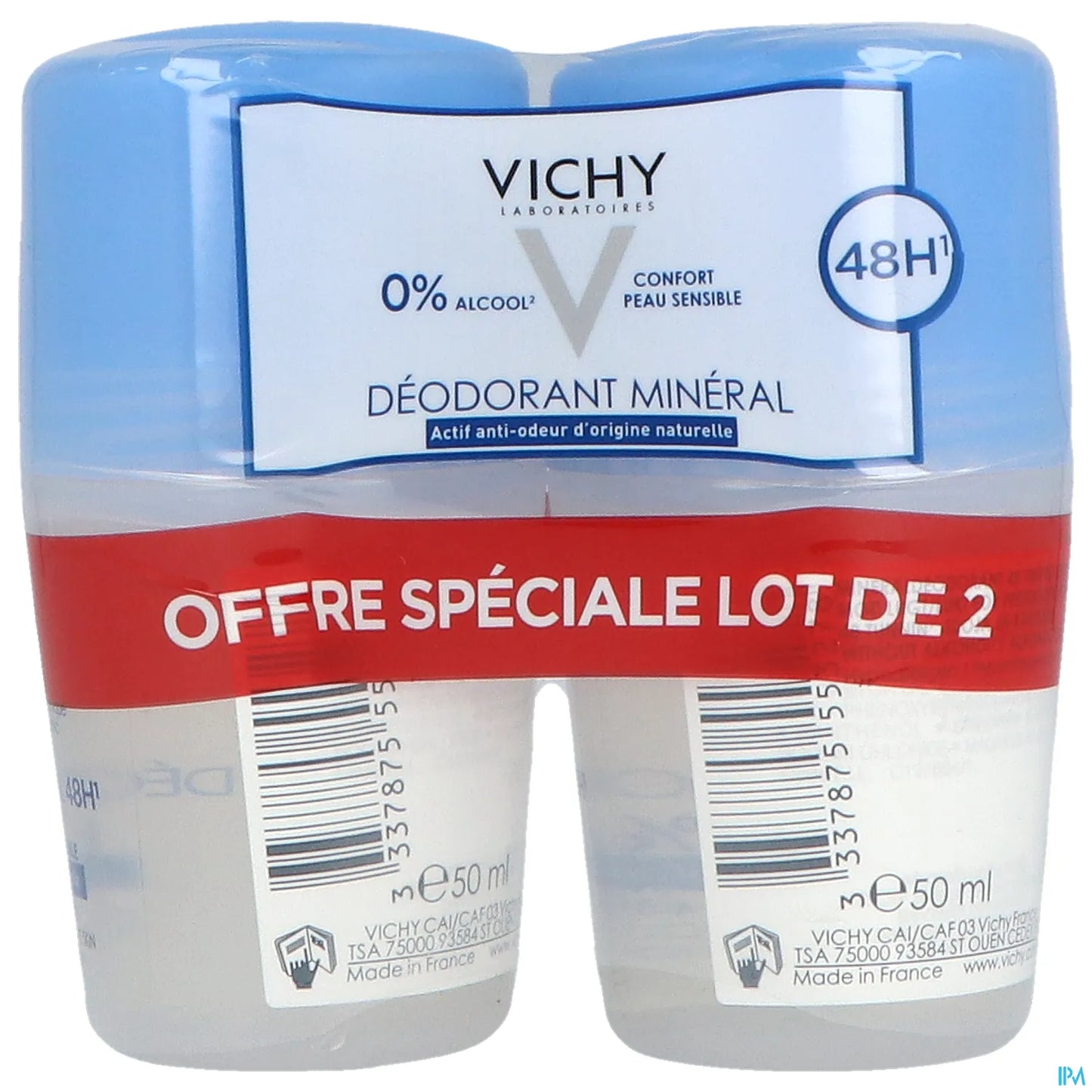 Déodorant Minéral 48H Roll-On Lot de 2 x 50 ml