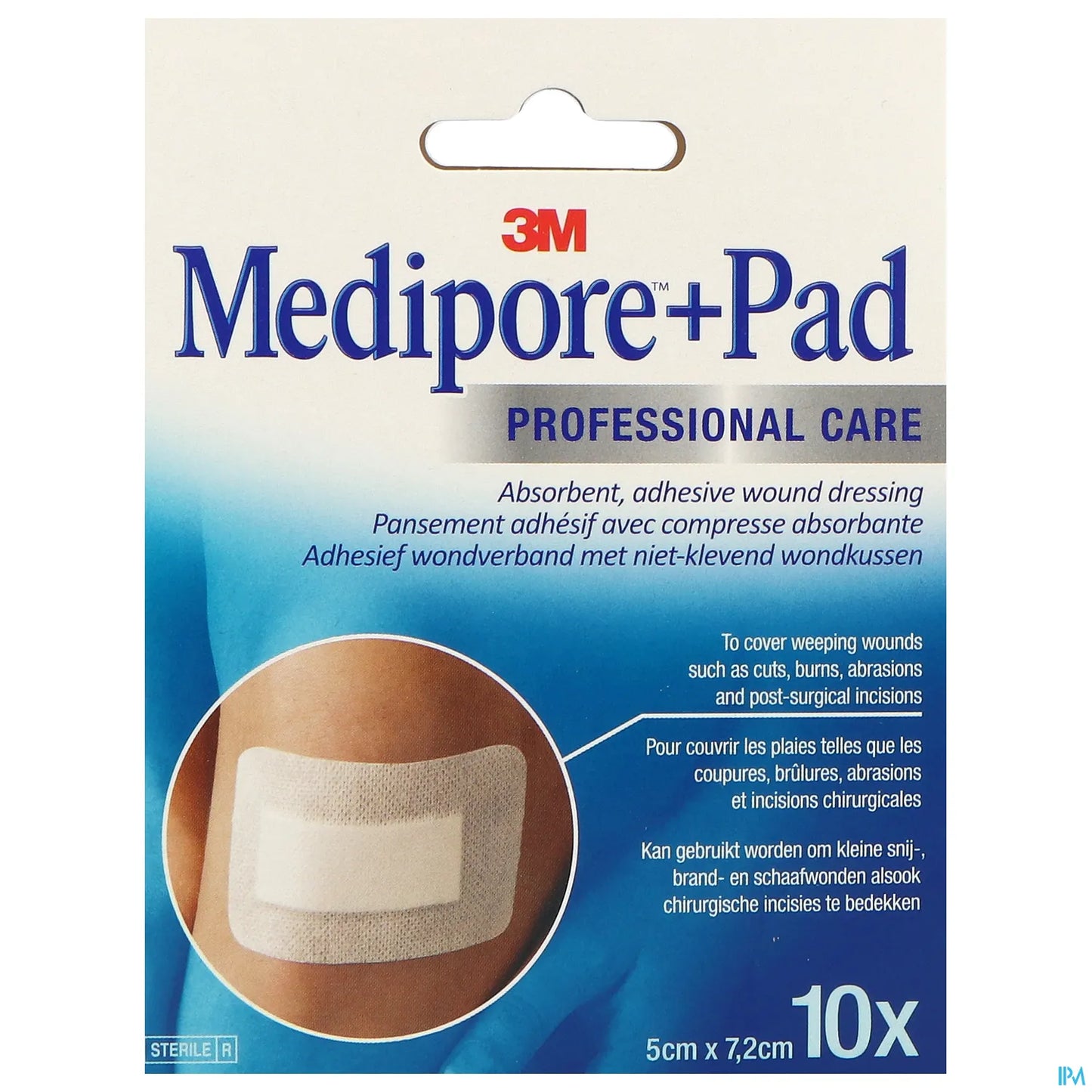 3M Medipore + Pad Pansement Adhésif Stérile Hypoallergénique 5cm x 7,2cm 10 Unités