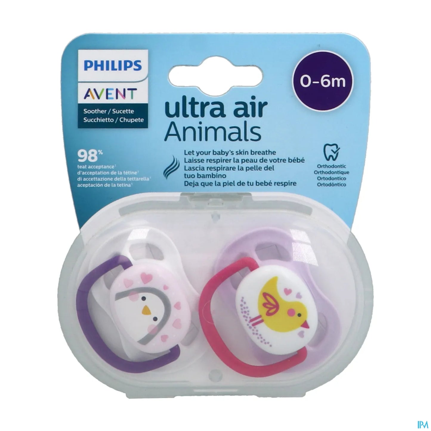 Sucette Ultra Air Mixte 0-6 Mois Animaux 2 unités