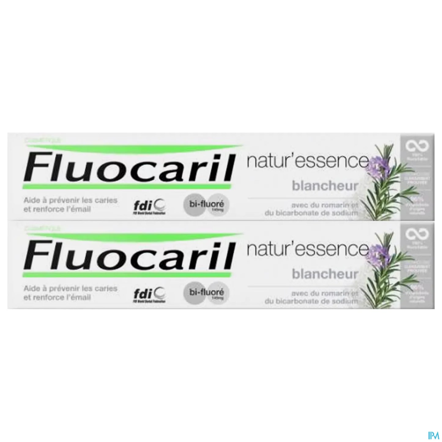 Natur'Essence Dentifrice Blancheur Romarin Bicarbonate de Sodium 2x75ml