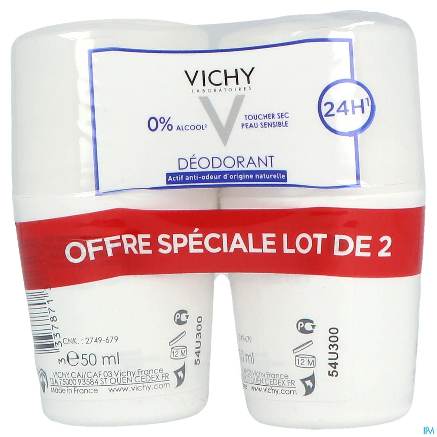 24H Dry Touch Deodorant for Sensitive Skin Without Aluminum Salts Pack of 2 x 50ml
