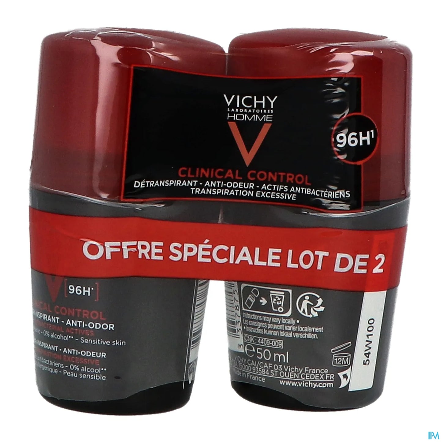 Homme Clinical Control Anti-Odor Deodorant 96h Roll-On 2x50ml