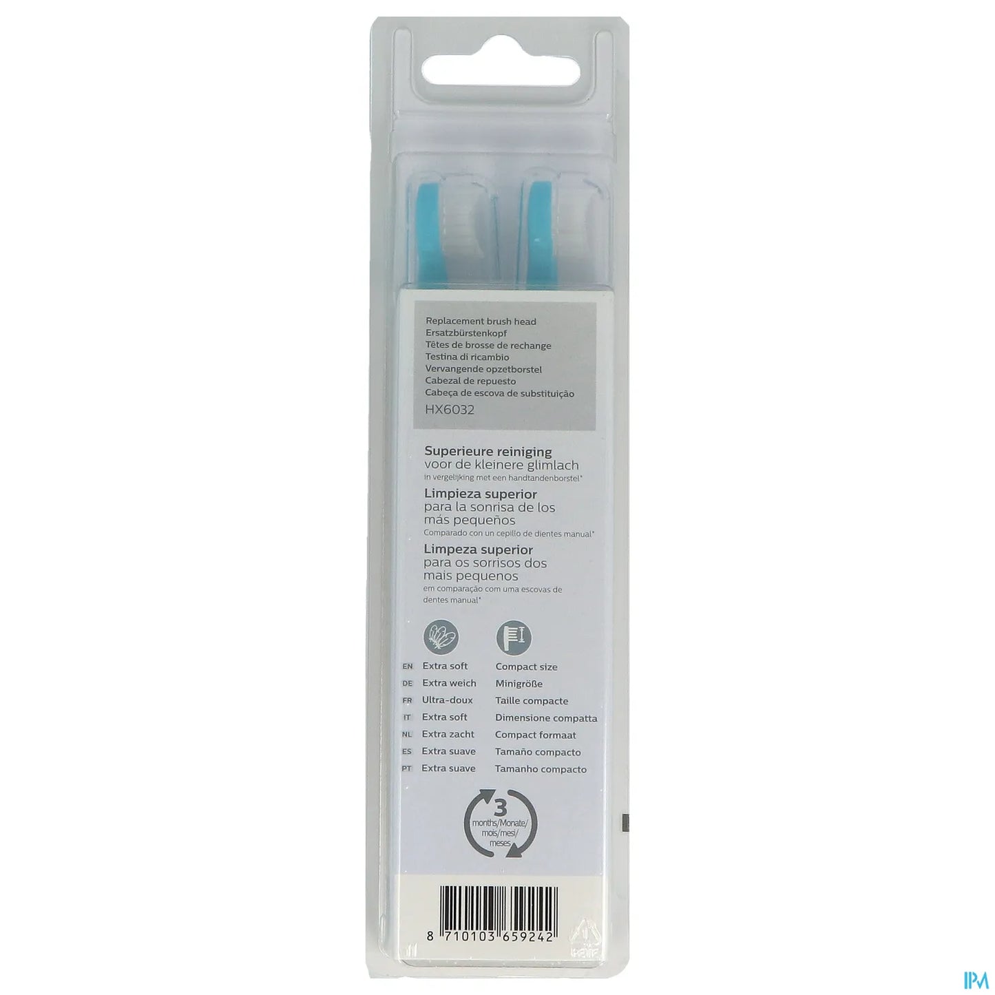 Philips Sonicare HX6032/33 Kids Toothbrush Heads 3 Years and Older x2