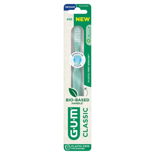 Sunstar GUM Classic 410 Brosse À Dents Bio-Sourcée Medium Compacte