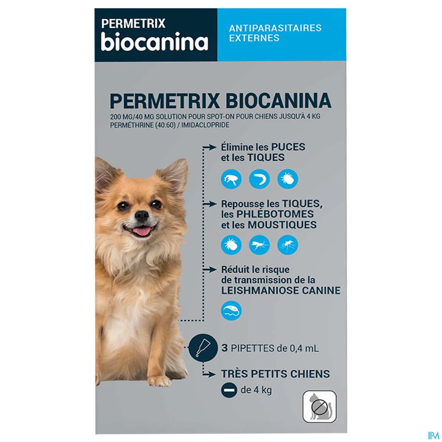 Permetrix Petits Chiens 200mg / 40mg Spot On 3 x 0,4ml