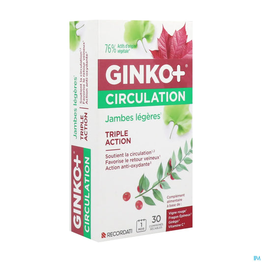 Ginko+ Circulation Jambes Lourdes 30 Comprimés