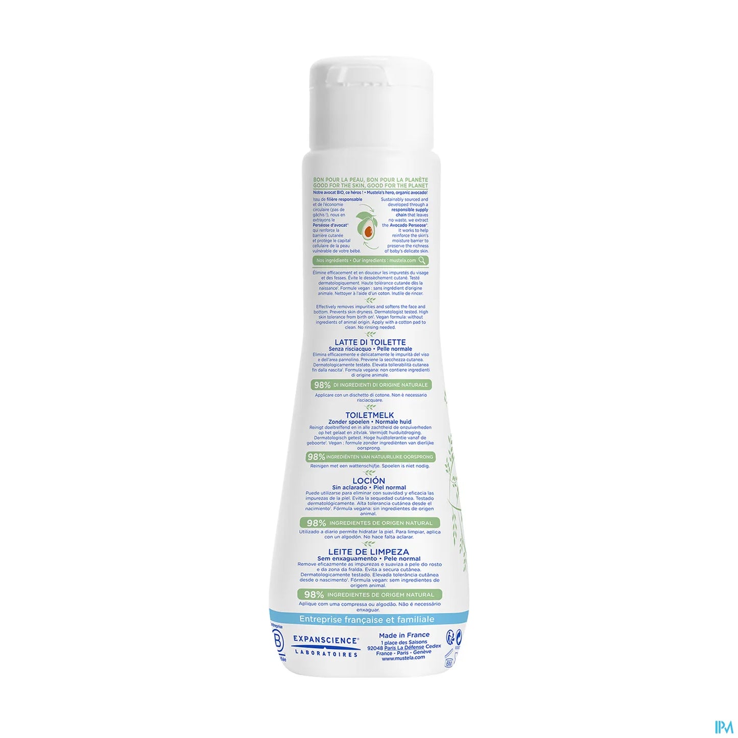 Lait de Toilette Peau Normale 200ml Sans Rinçage à l'Avocat Bio