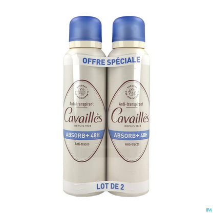 Rogé Cavaillès Absorb+ 48H Anti-Perspirant Deodorant Spray Pack of 2 x 150ml
