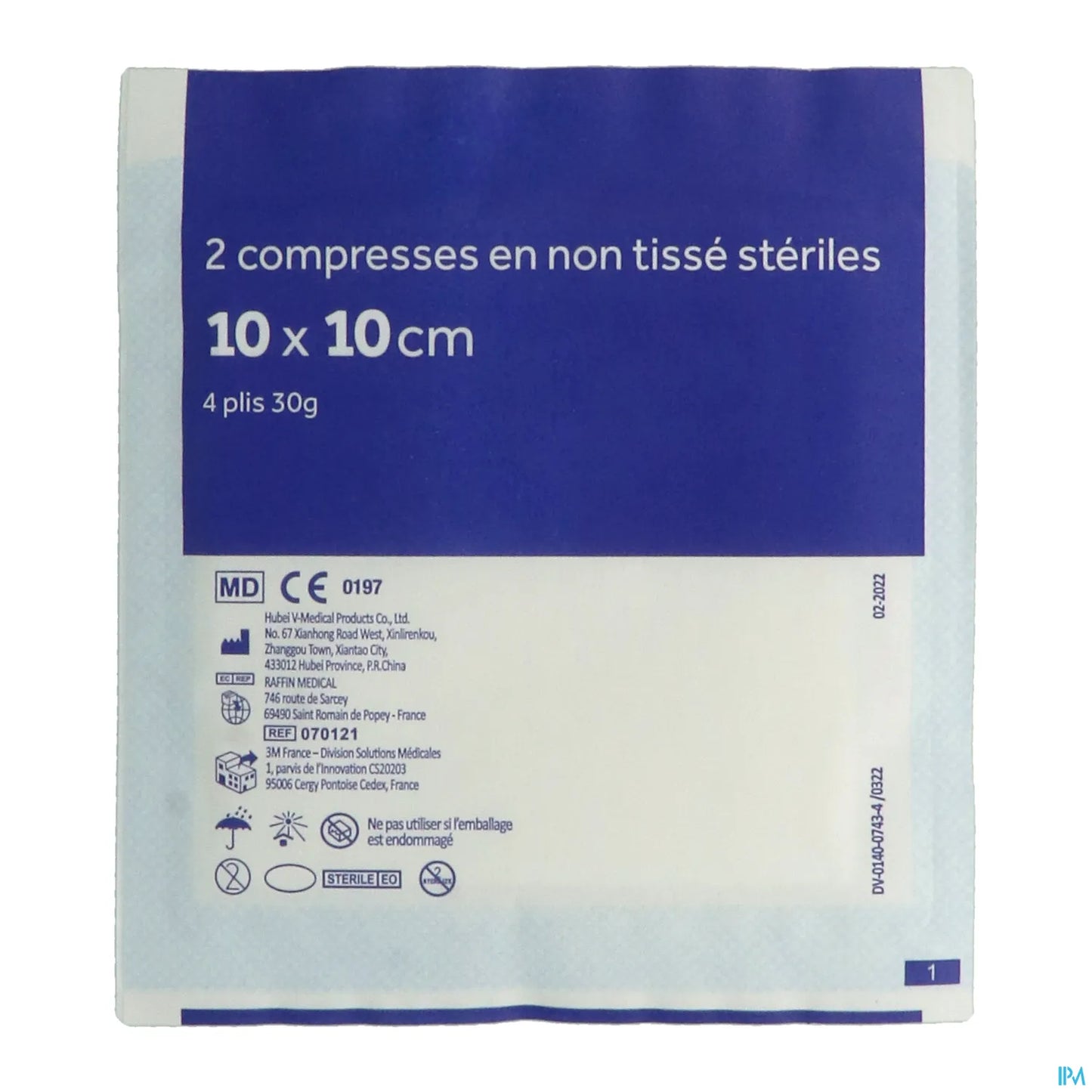 Compresse Stérile Non Tissé 10x10 cm 50 Sachets de 2