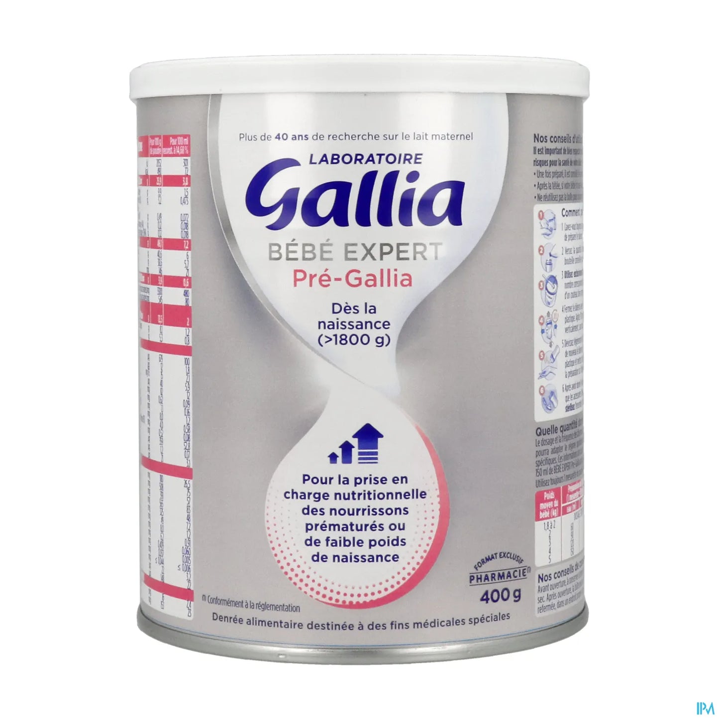 Bébé Expert Pre-Gallia 400g Lait Pour Nourrissons Prématurés Ou de Faible Poids