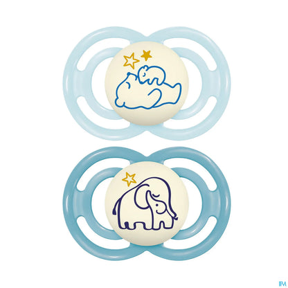 Lot de 2 Sucettes Phosphorescentes Perfect Nuit 18 Mois Silicone