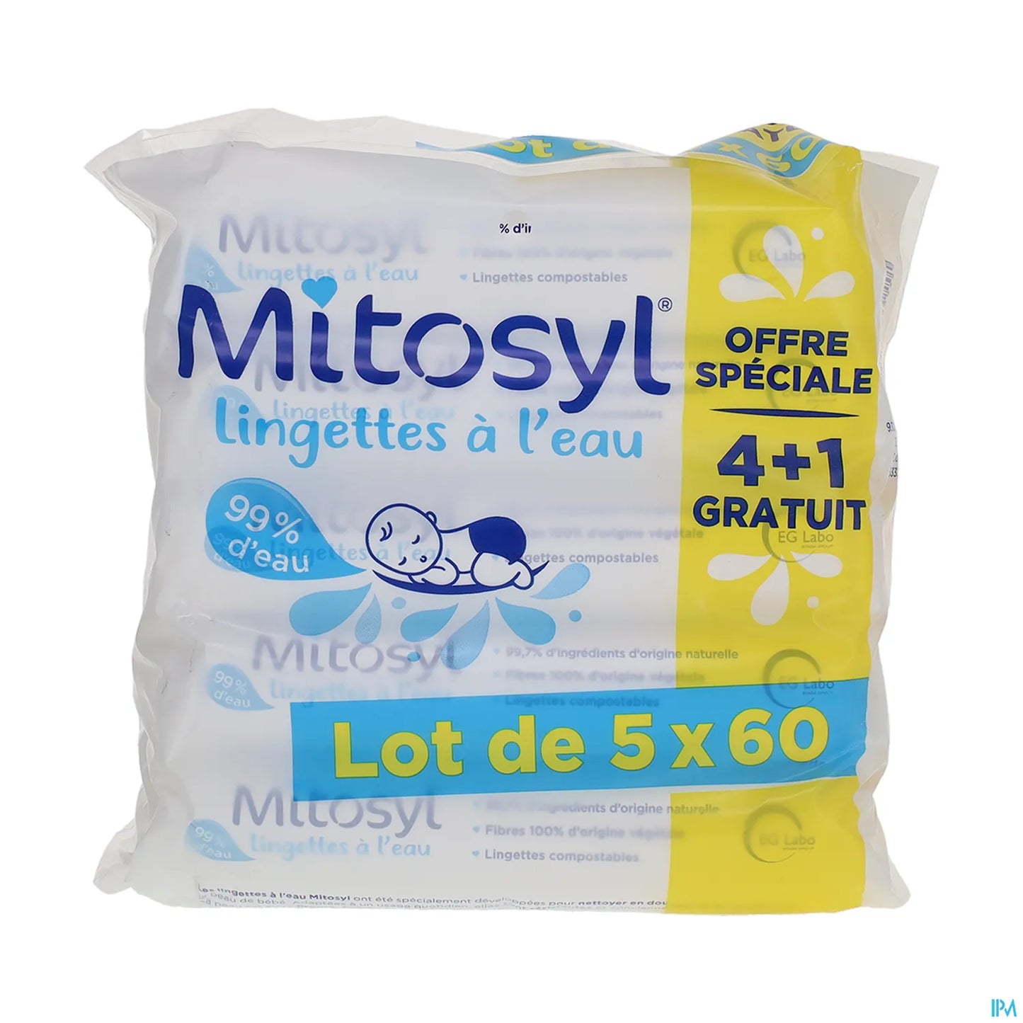 Lingettes À L'eau Bébé 5 x 60 Unités