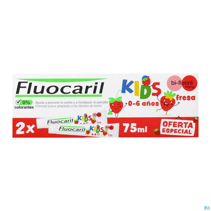 Kids Dentifrice Bi-Fluoré 0-6 Ans Gel Fraise Lot de 2 X 50ml